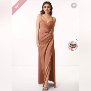 Azazie bridesmaid dress. Stretch-satin in Bronzer